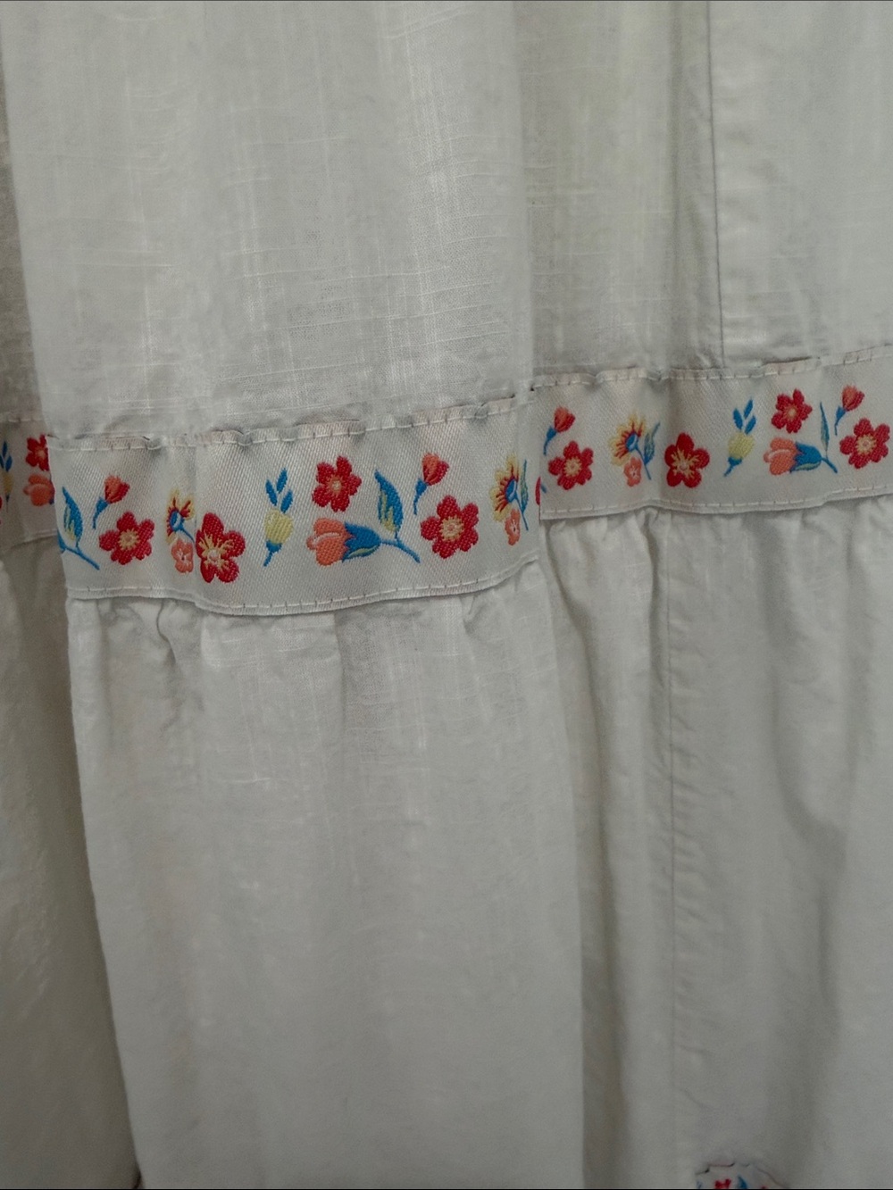 Rachel Zoe Smocked White Cotton Tiered Embroidered Boho Peasant Dress 6 - Picture 12 of 16